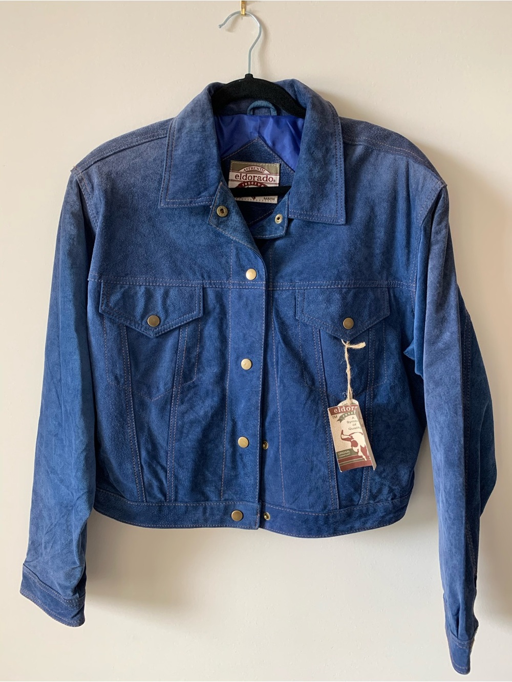 Blue Leather Suede Trucker Jacket - Women's or Men’s